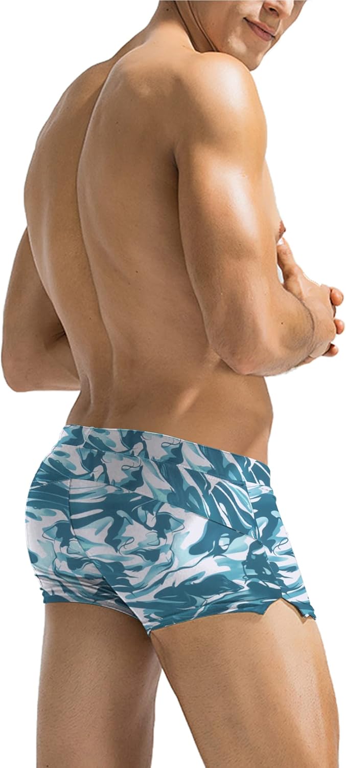 Mens Swim Trunks Swimwear Bathing Suit Swim Brief Square Leg Board Short S-3XL