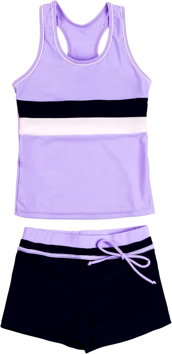 Little Girls' Summer Swimwear Two Piece Boyshort Tankini Kids Swimsuit