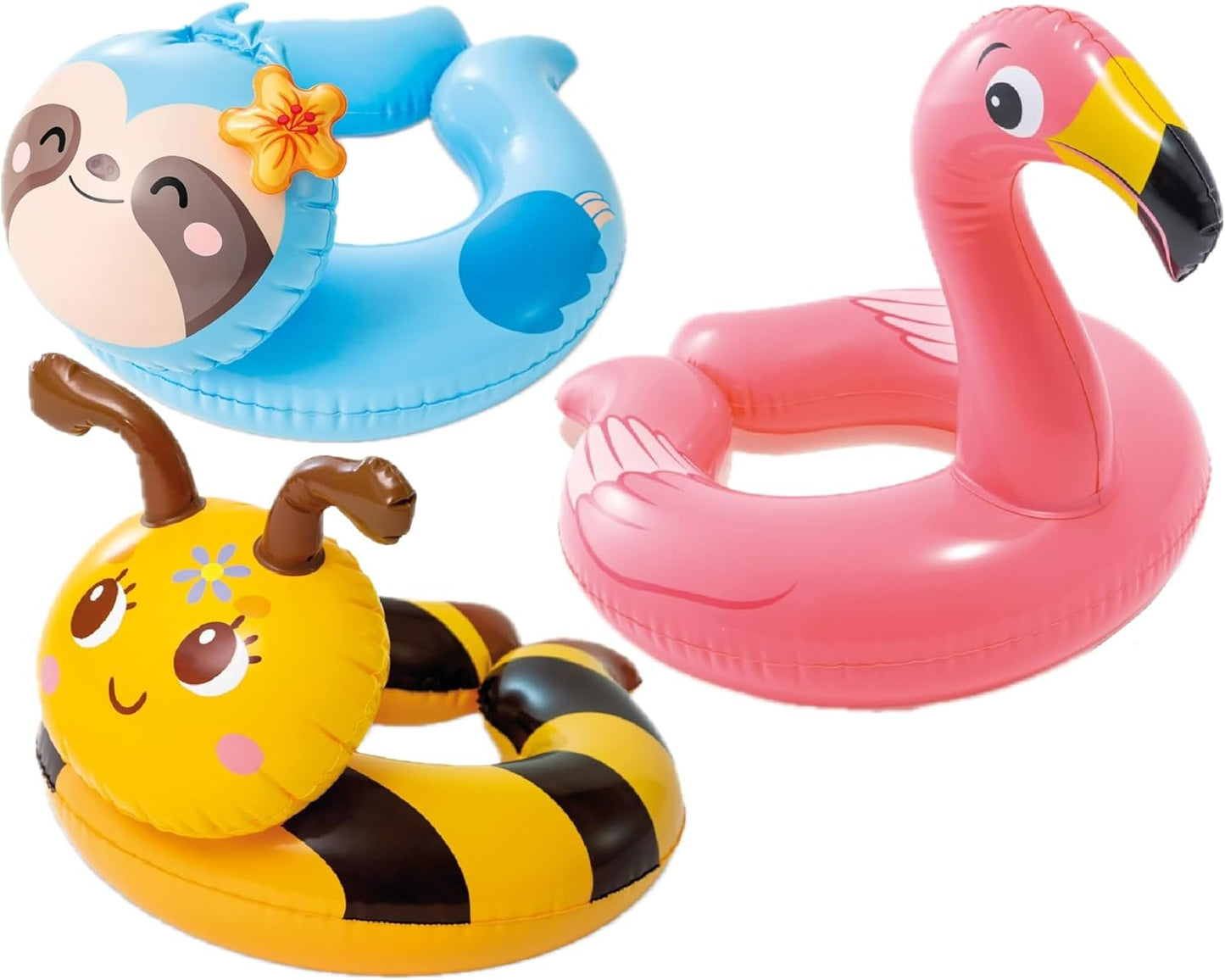 Animal Head Split Ring Pool Floats Bundle Includes Frog, Duck, Penguin, Giraffe, Frog, Penguin (Style May Vary)