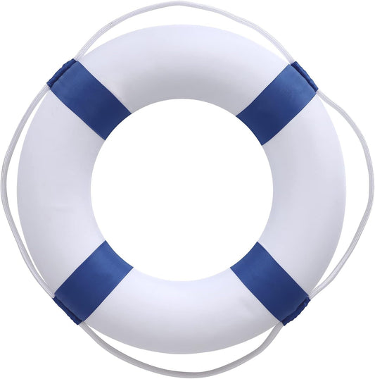 20 Inch Swimming Foam Ring, Pool Safety Throwing Ring With Perimeter Rope, Wall Decoration