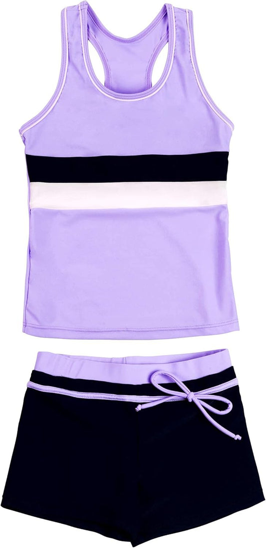 Little Girls' Summer Swimwear Two Piece Boyshort Tankini Kids Swimsuit