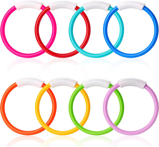 Dive Rings Pool Toys, 8 Pcs Colorful Pool Rings for Kids, Underwater Training Swimming Diving Toy for Kids Gifts Summer Swim Water Fun Games